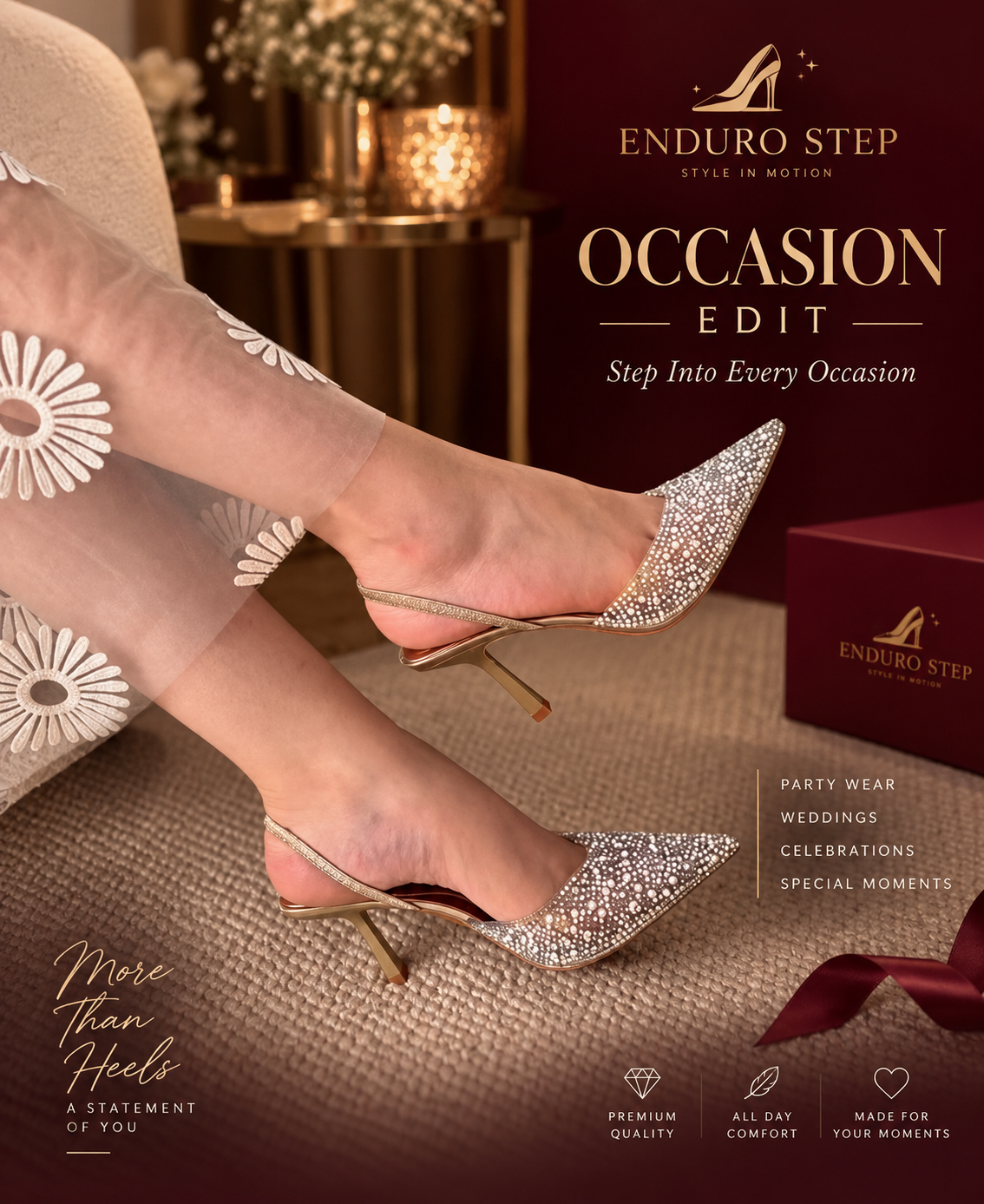 Enduro Step Crystal Occasion Heels