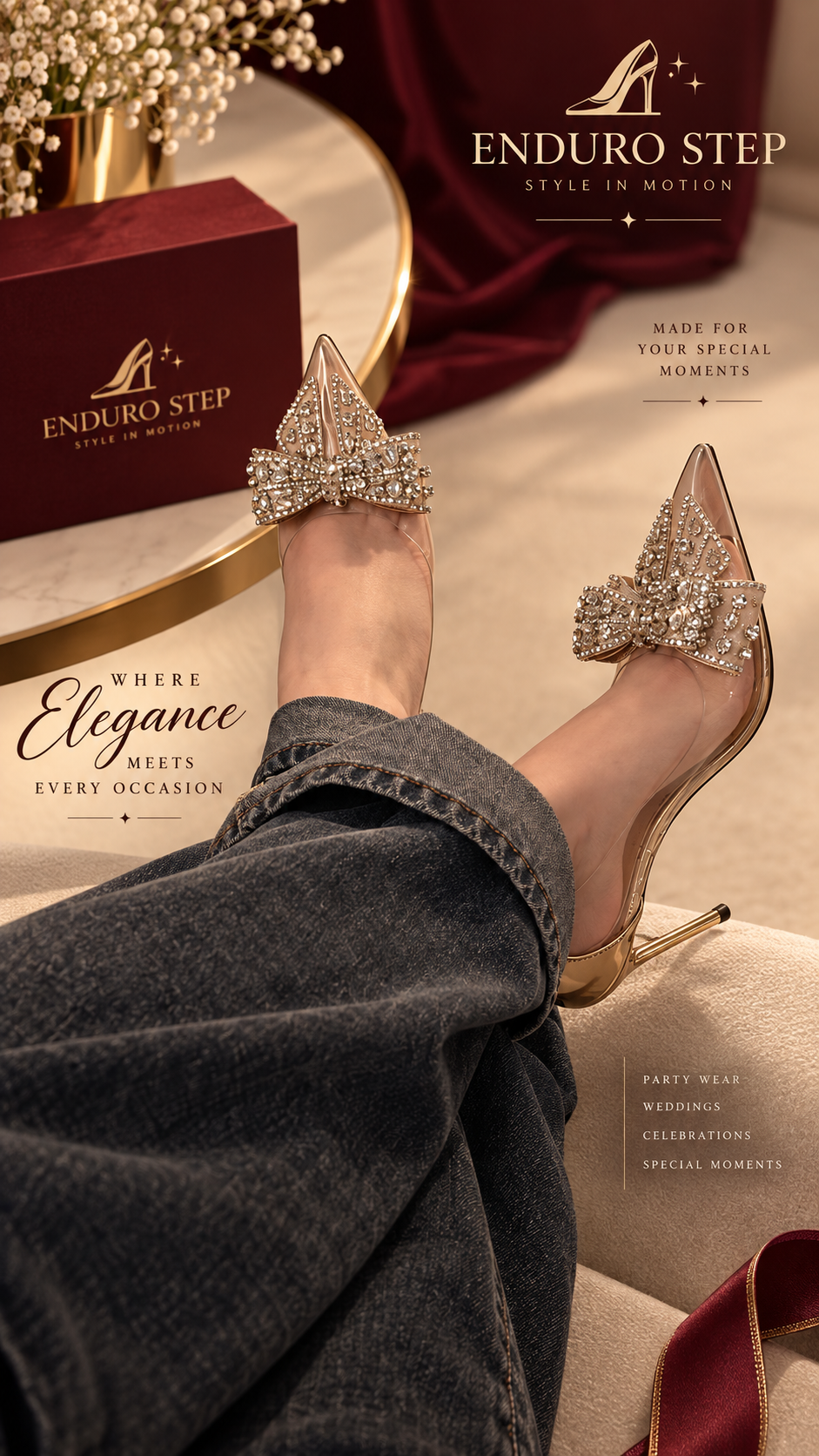 Enduro Step Sparkle Pointed Heels